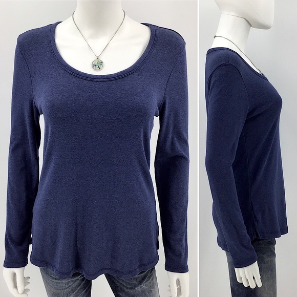 CYTHIA ROWLEY-Size M-Scoop Neck Blue Thick Long Sleeve - Picture 3 of 7